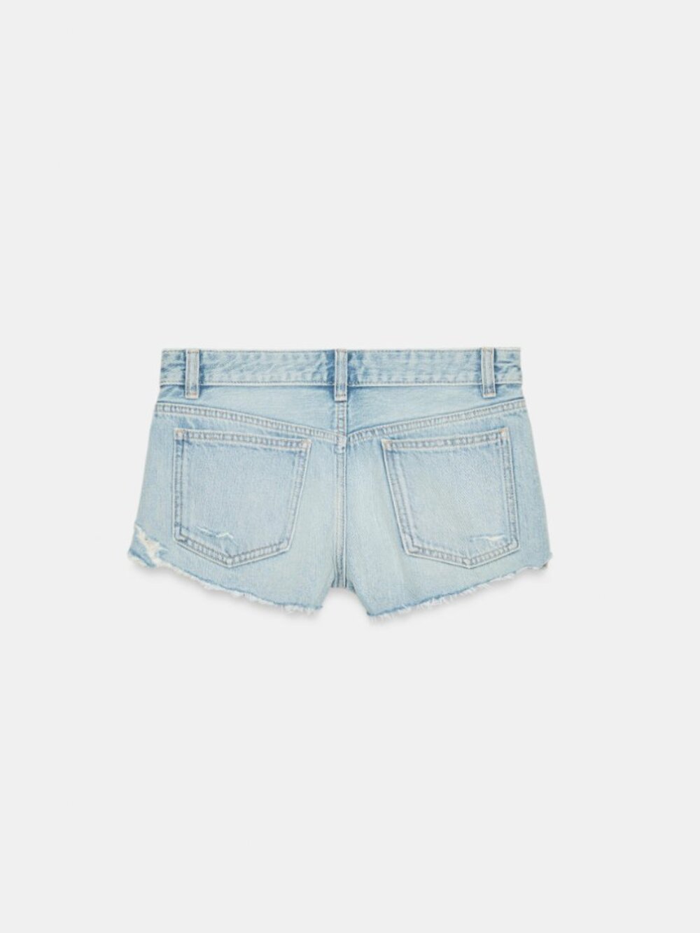 ZARA TRF Mid-Rise Ripped Denim Shorts Light Wash Raw Hem Size US 4 / EU 36 - Picture 7 of 12